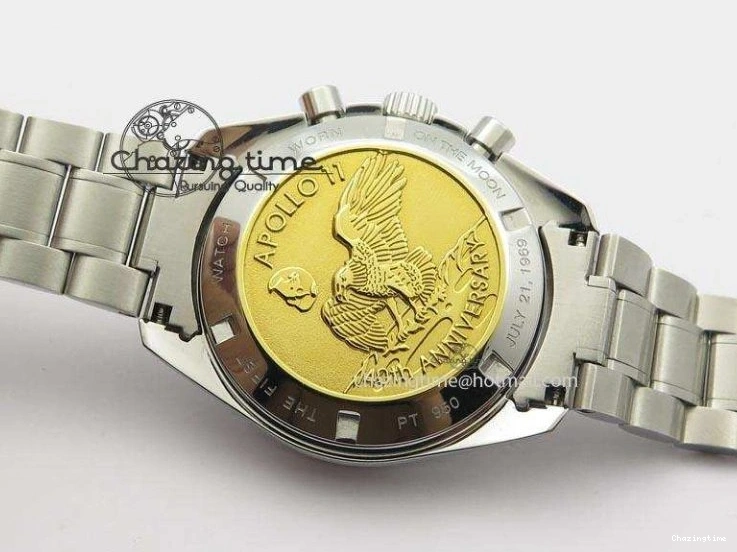 0315 Effortless Speedmaster Apollo 11 On SS Bracelet Manual Winding Chrono Movement 8225